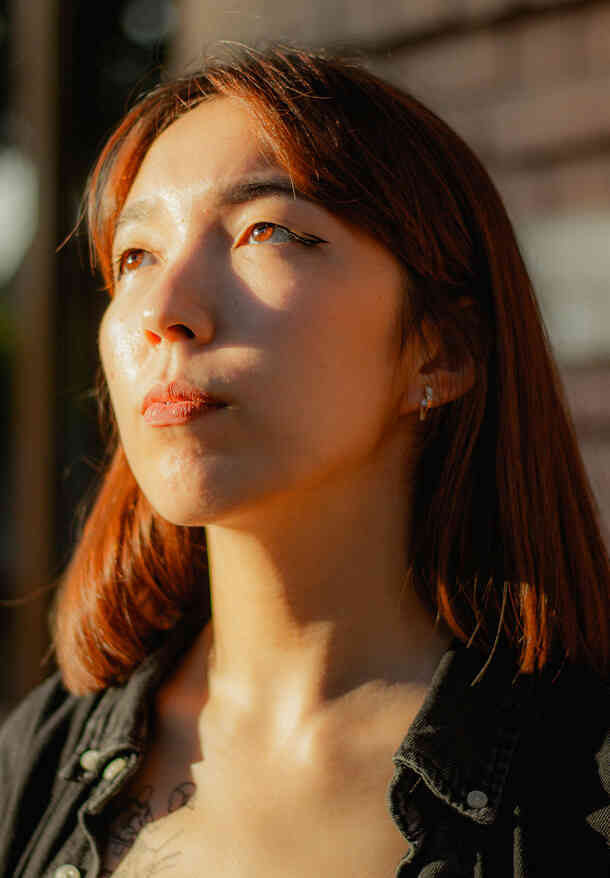  woman looking outwards